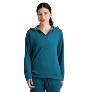 Gaiam Women's Asana Fleece Hoodie Size Medium Deep Teal Green Cozy Loungewear